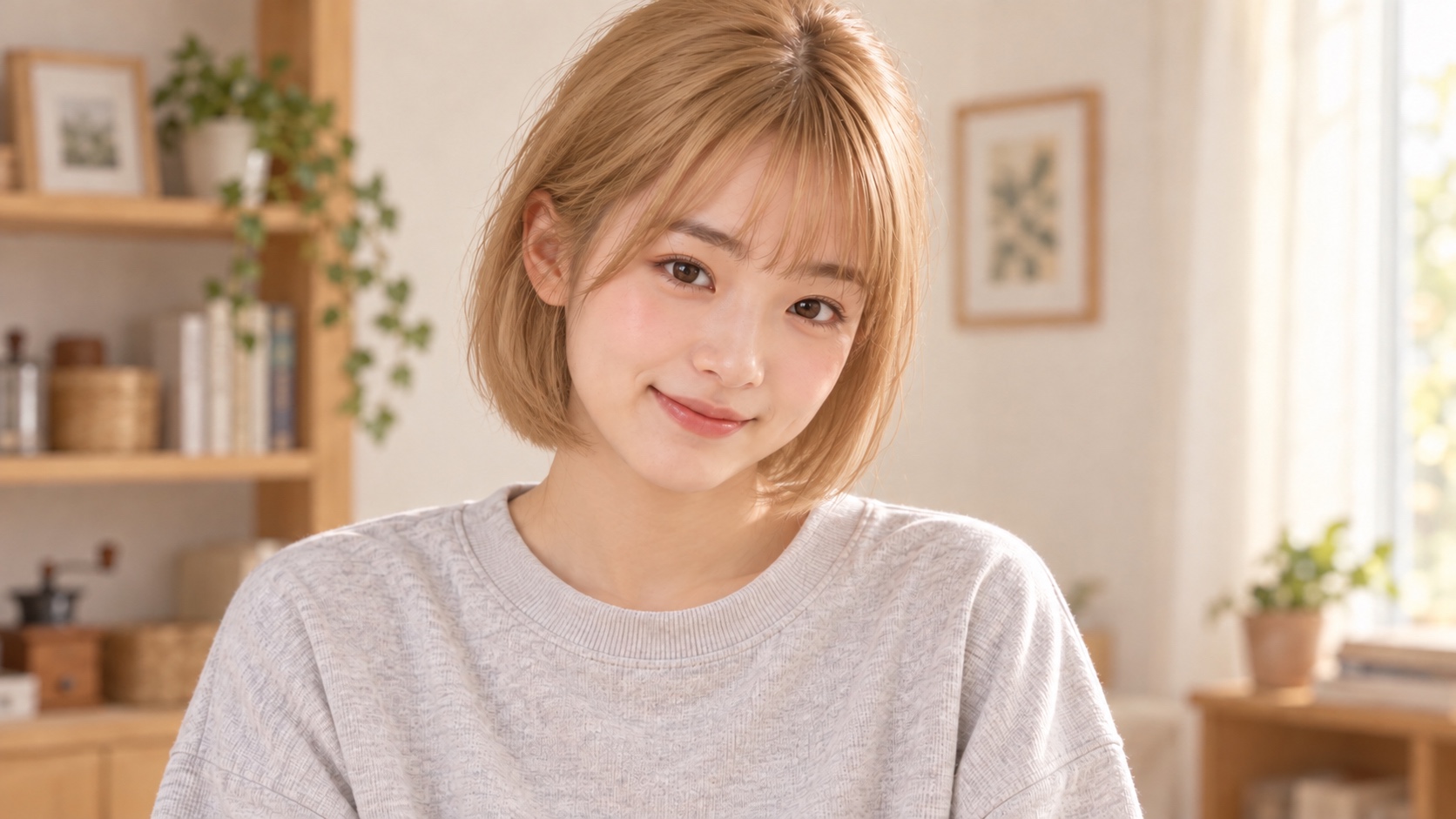 金髪ボブとライトグレーのスウェットが目印の長女、HINATA