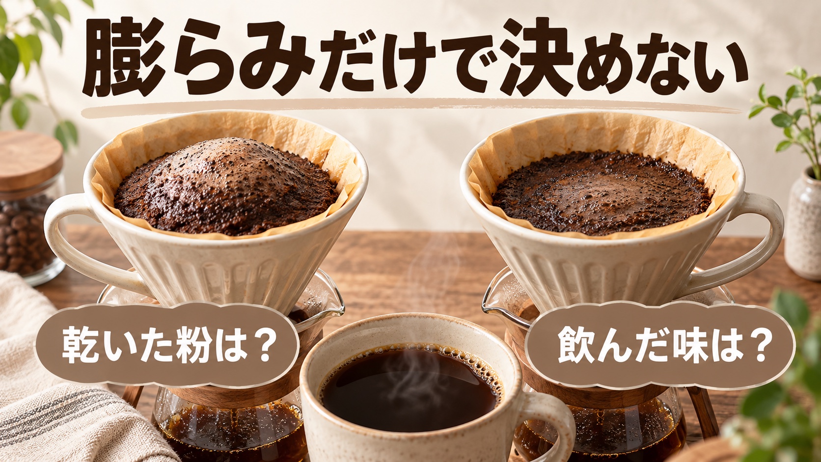 膨らみの大きさより乾いた粉の有無と飲んだ味を見る確認図